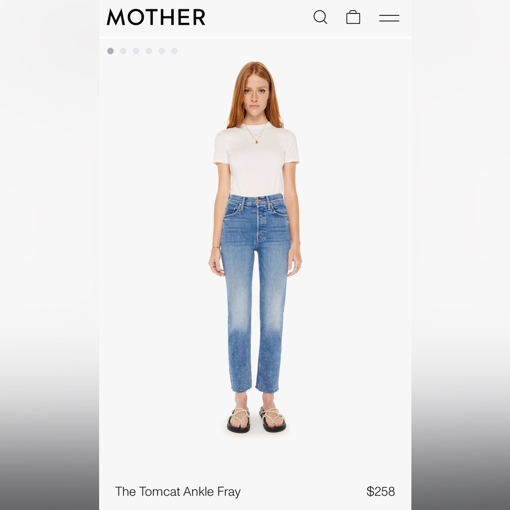 Mother Jeans the tomcat ankle fray